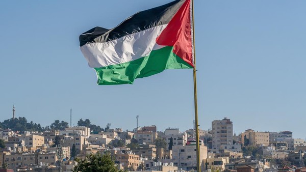 bendera palestina yang besar berkibar di atas kota 1753427985840 169